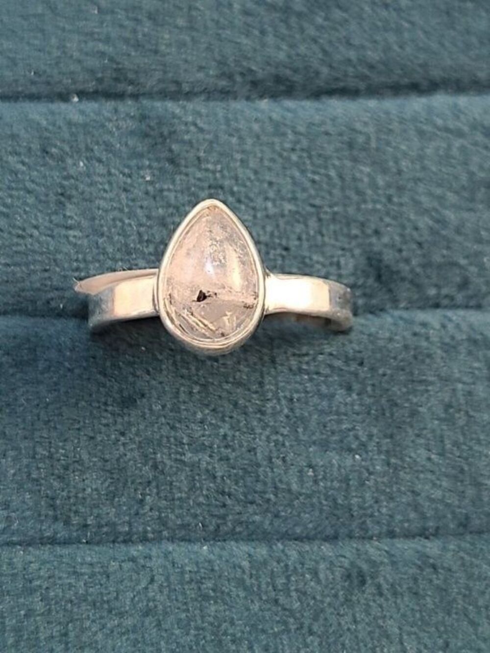 Sterling Silver Rutilated Quartz Ring 925 Teardrop Gemstone Boho Size 7 NWT